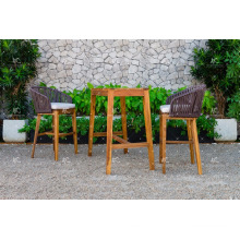 FLORES COLLECTION - Hot summer trendy Wicker PE Rattan Bar set 2 chairs and Acacia Wooden table for Outdoor Furniture